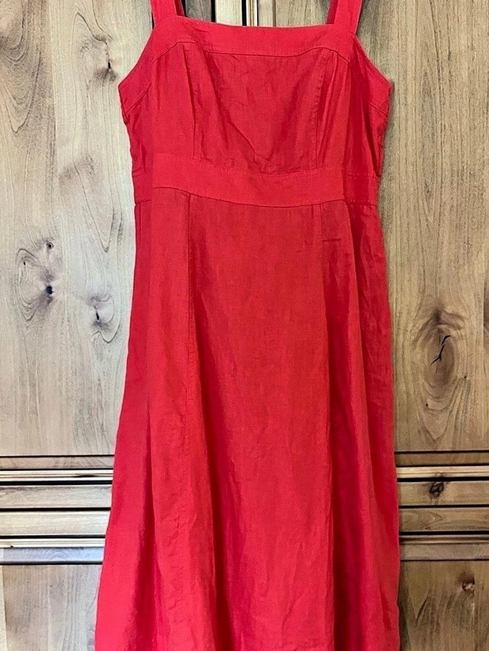 Boden Virginie Linen Midi
Dress in Cherry Red Sleeveless Midi Dress, NWT Size 10